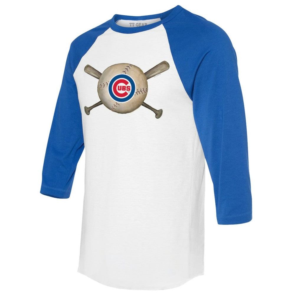 Chicago Cubs Tiny Turnip Women's Baseball Cross Bats 3/4-Sleeve Raglan T-Shirt Discount