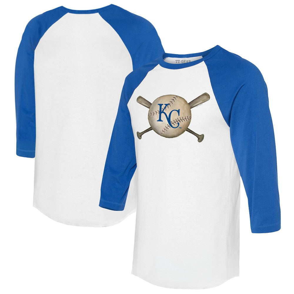 Kansas City Royals Tiny Turnip Women's Baseball Cross Bats 3/4-Sleeve Raglan T-Shirt Near Me