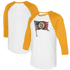 San Diego Padres Tiny Turnip Women's Baseball Flag 3/4-Sleeve Raglan T-Shirt Outlet