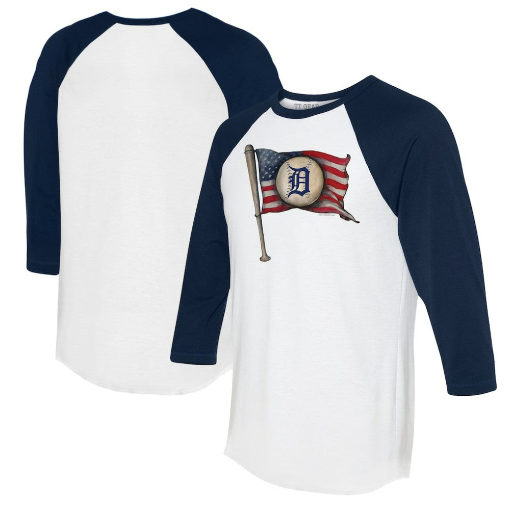 Detroit Tigers Tiny Turnip Women's Baseball Flag 3/4-Sleeve Raglan T-Shirt Discount