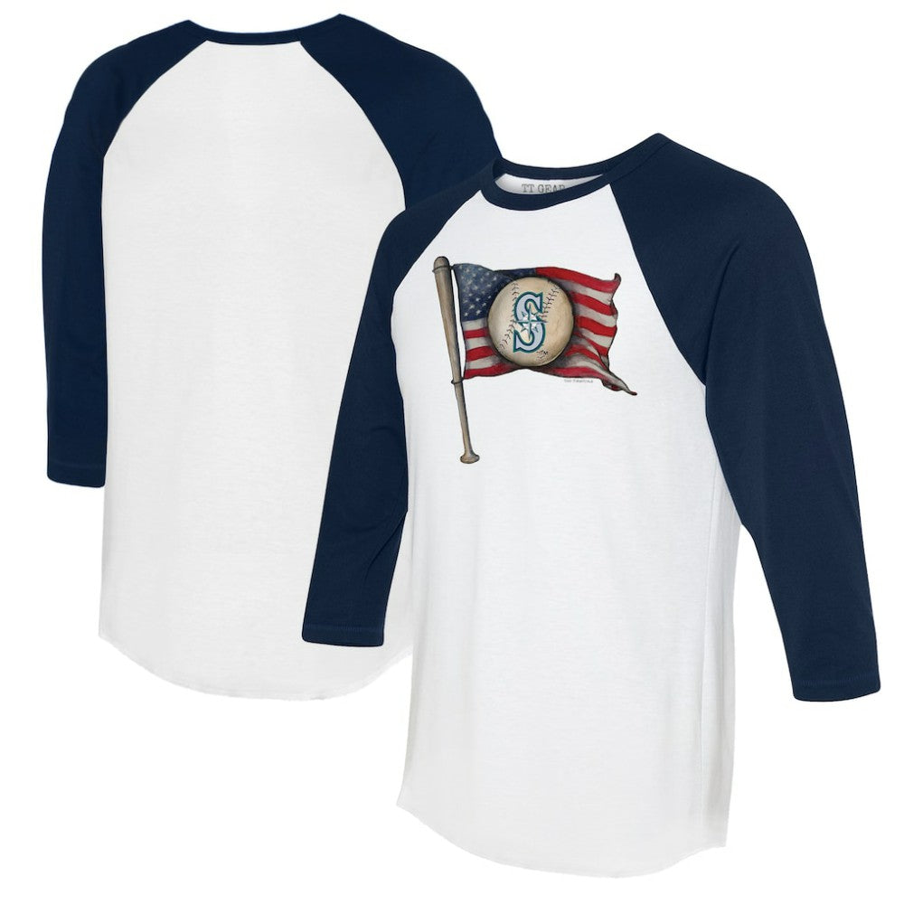 Seattle Mariners Tiny Turnip Women's Baseball Flag 3/4-Sleeve Raglan T-Shirt Discount