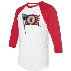 Los Angeles Angels Tiny Turnip Women's Baseball Flag 3/4-Sleeve Raglan T-Shirt Outlet