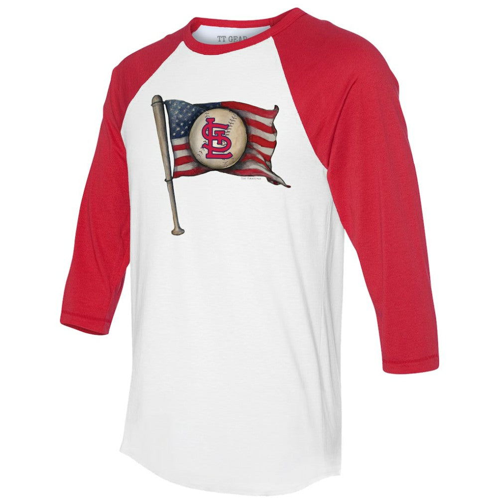 St. Louis Cardinals Tiny Turnip Women's Baseball Flag 3/4-Sleeve Raglan T-Shirt Discount