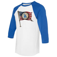 Los Angeles Dodgers Tiny Turnip Women's Baseball Flag 3/4-Sleeve Raglan T-Shirt Near Me