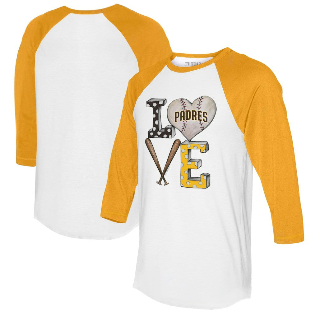 San Diego Padres Tiny Turnip Women's Baseball Love Raglan 3/4-Sleeve T-Shirt Sale