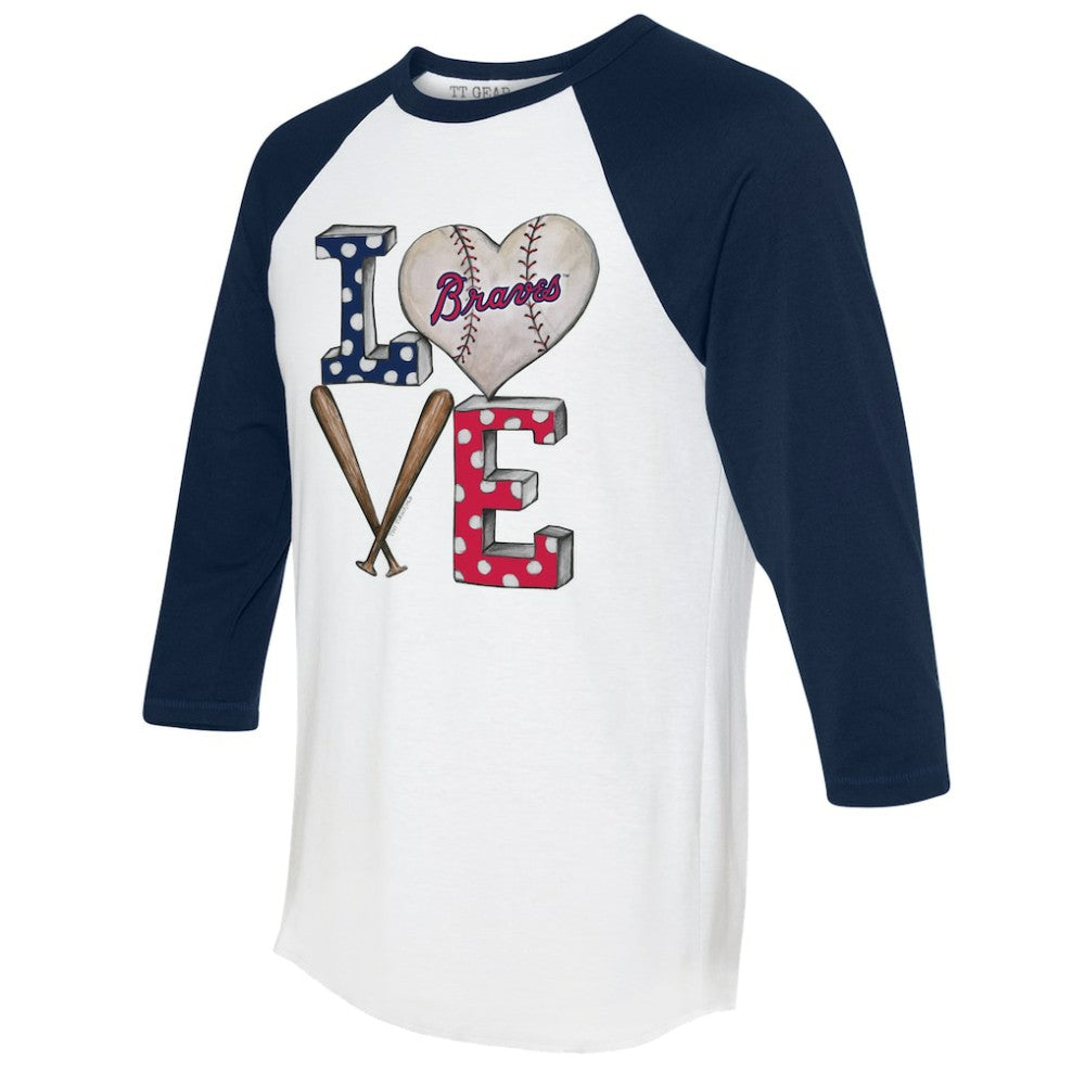 Atlanta Braves Tiny Turnip Women's Baseball Love Raglan 3/4-Sleeve T-Shirt Sale