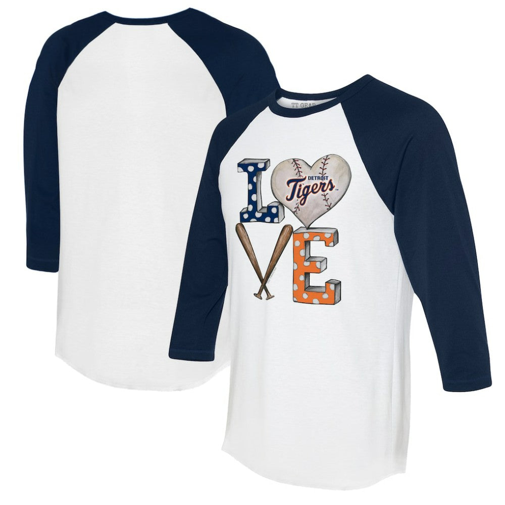 Detroit Tigers Tiny Turnip Women's Baseball Love Raglan 3/4-Sleeve T-Shirt Sale