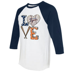 Detroit Tigers Tiny Turnip Women's Baseball Love Raglan 3/4-Sleeve T-Shirt Sale