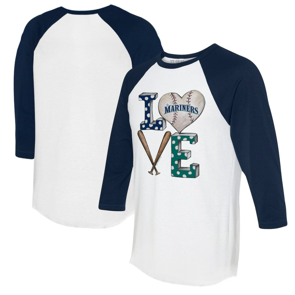 Seattle Mariners Tiny Turnip Women's Baseball Love Raglan 3/4-Sleeve T-Shirt Discount