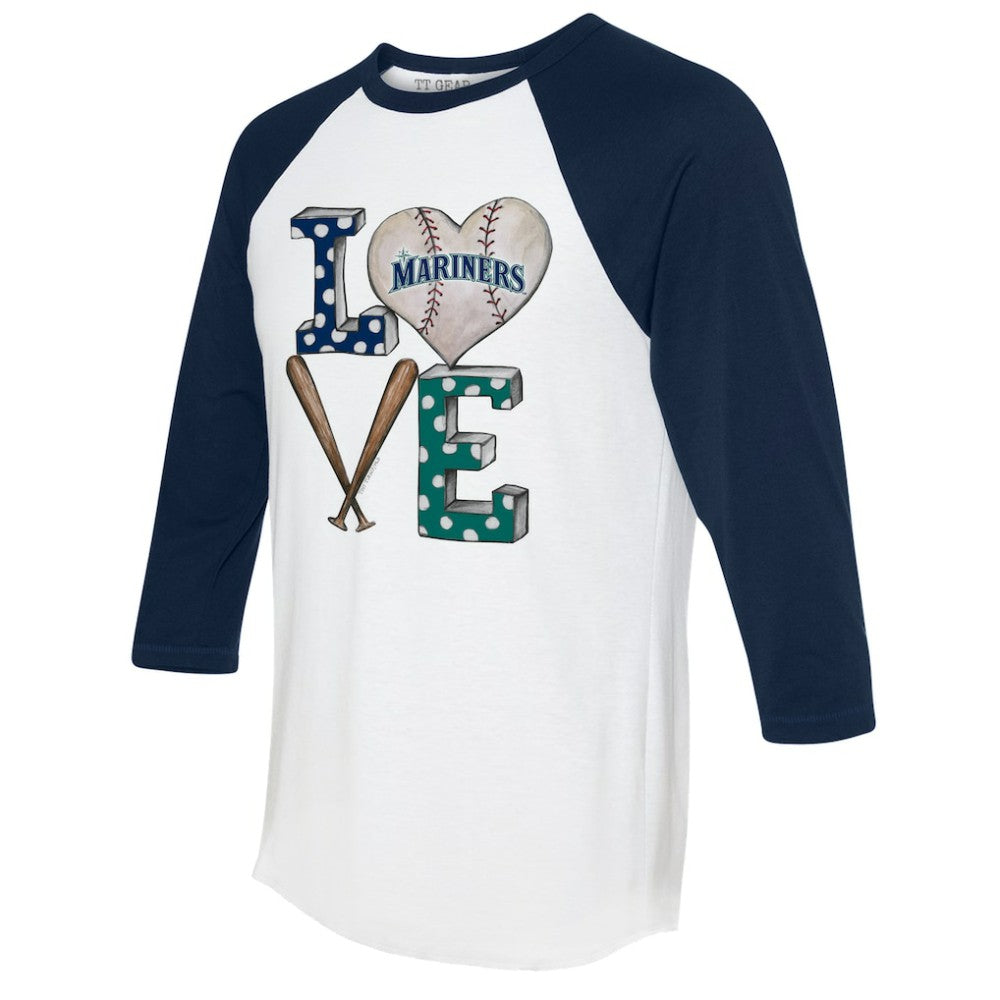 Seattle Mariners Tiny Turnip Women's Baseball Love Raglan 3/4-Sleeve T-Shirt Discount