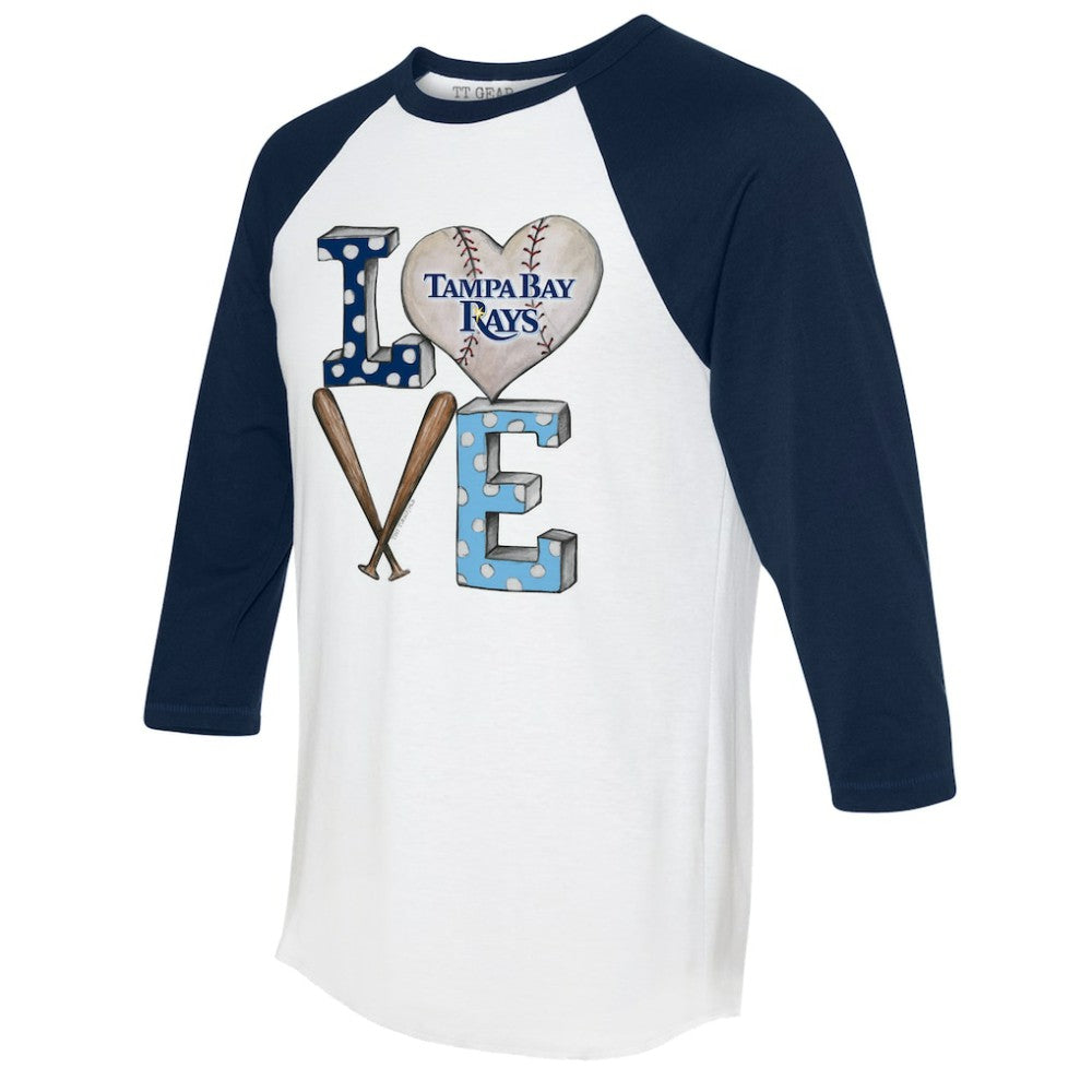 Tampa Bay Rays Tiny Turnip Women's Baseball Love Raglan 3/4-Sleeve T-Shirt Sale
