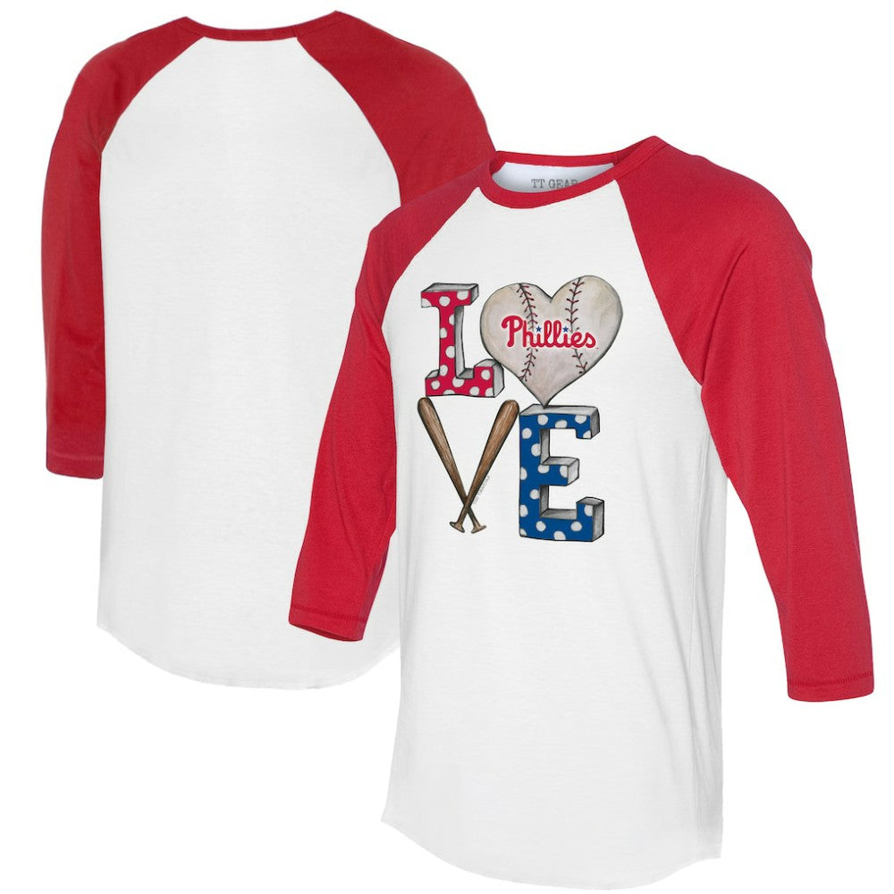 Philadelphia Phillies Tiny Turnip Women's Baseball Love Raglan 3/4-Sleeve T-Shirt Outlet