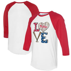 Philadelphia Phillies Tiny Turnip Women's Baseball Love Raglan 3/4-Sleeve T-Shirt Outlet