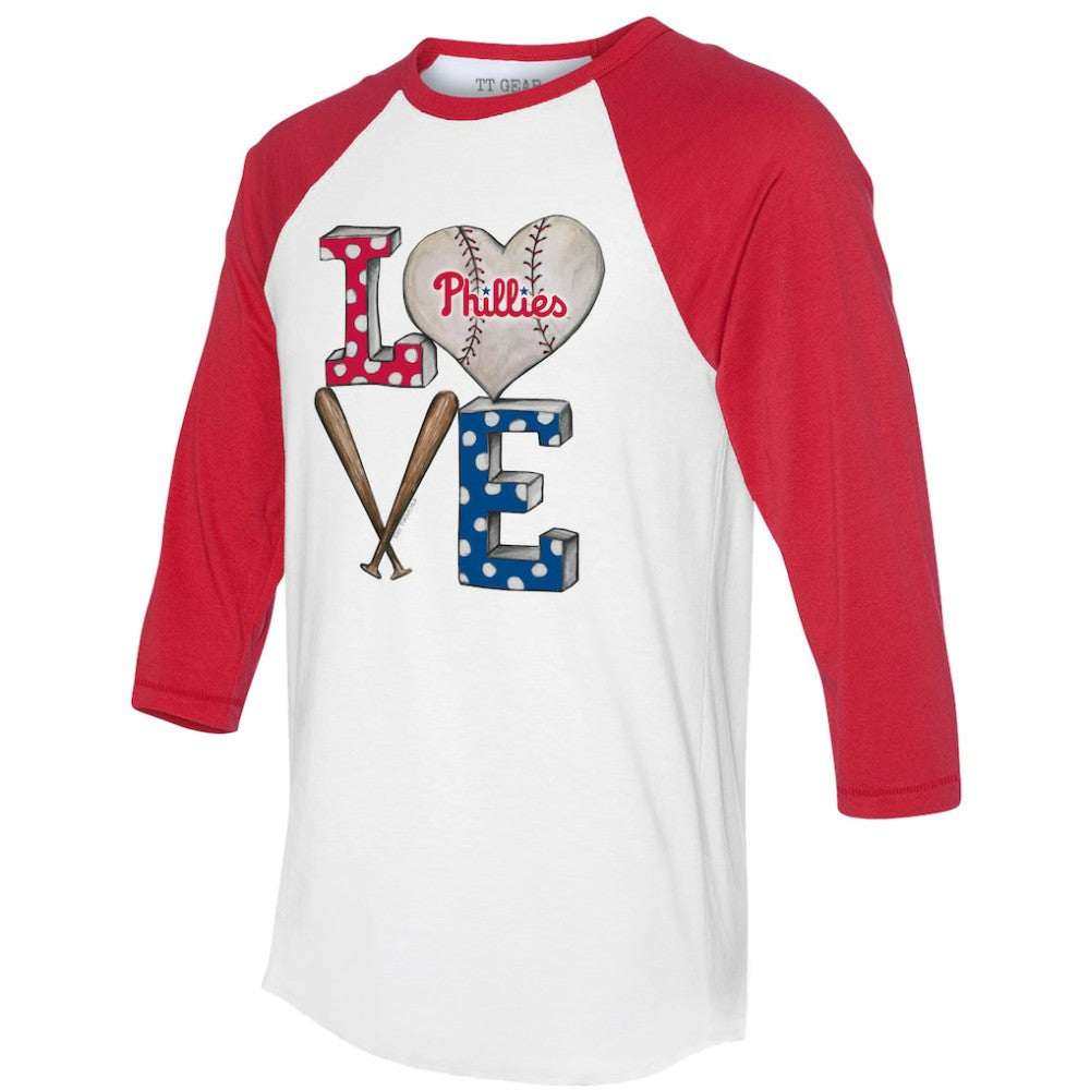 Philadelphia Phillies Tiny Turnip Women's Baseball Love Raglan 3/4-Sleeve T-Shirt Outlet