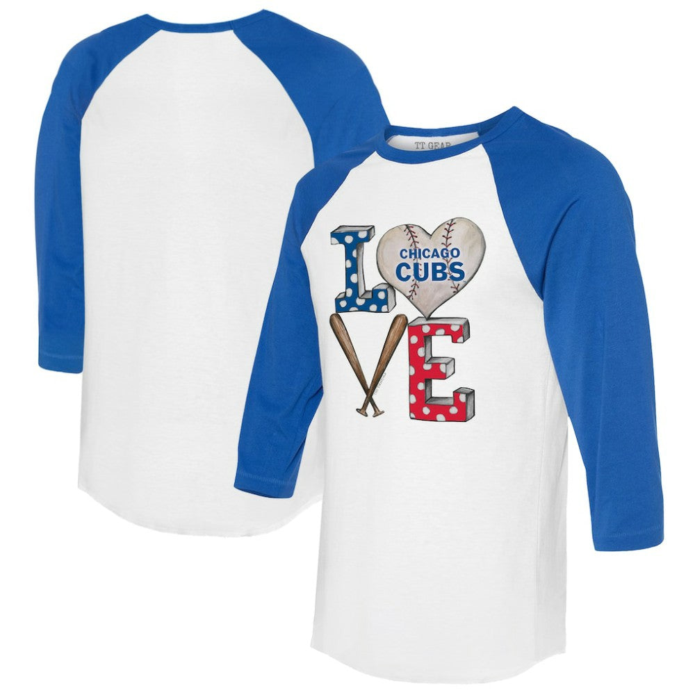 Chicago Cubs Tiny Turnip Women's Baseball Love Raglan 3/4-Sleeve T-Shirt Near Me