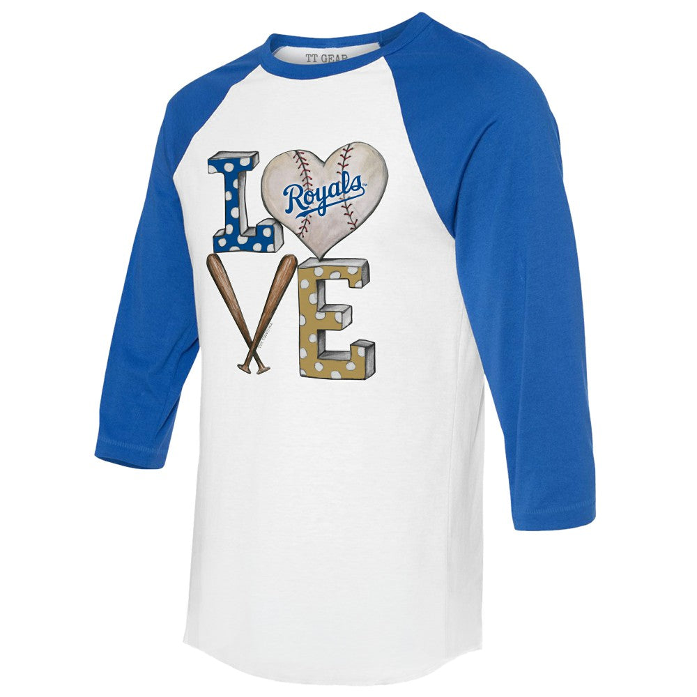 Kansas City Royals Tiny Turnip Women's Baseball Love Raglan 3/4-Sleeve T-Shirt for sale