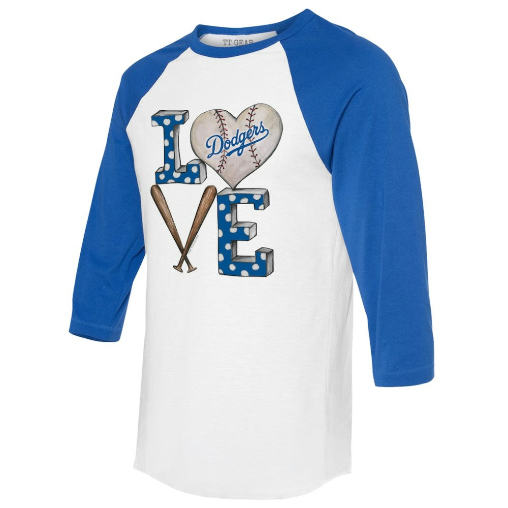 Los Angeles Dodgers Tiny Turnip Women's Baseball Love Raglan 3/4-Sleeve T-Shirt Outlet