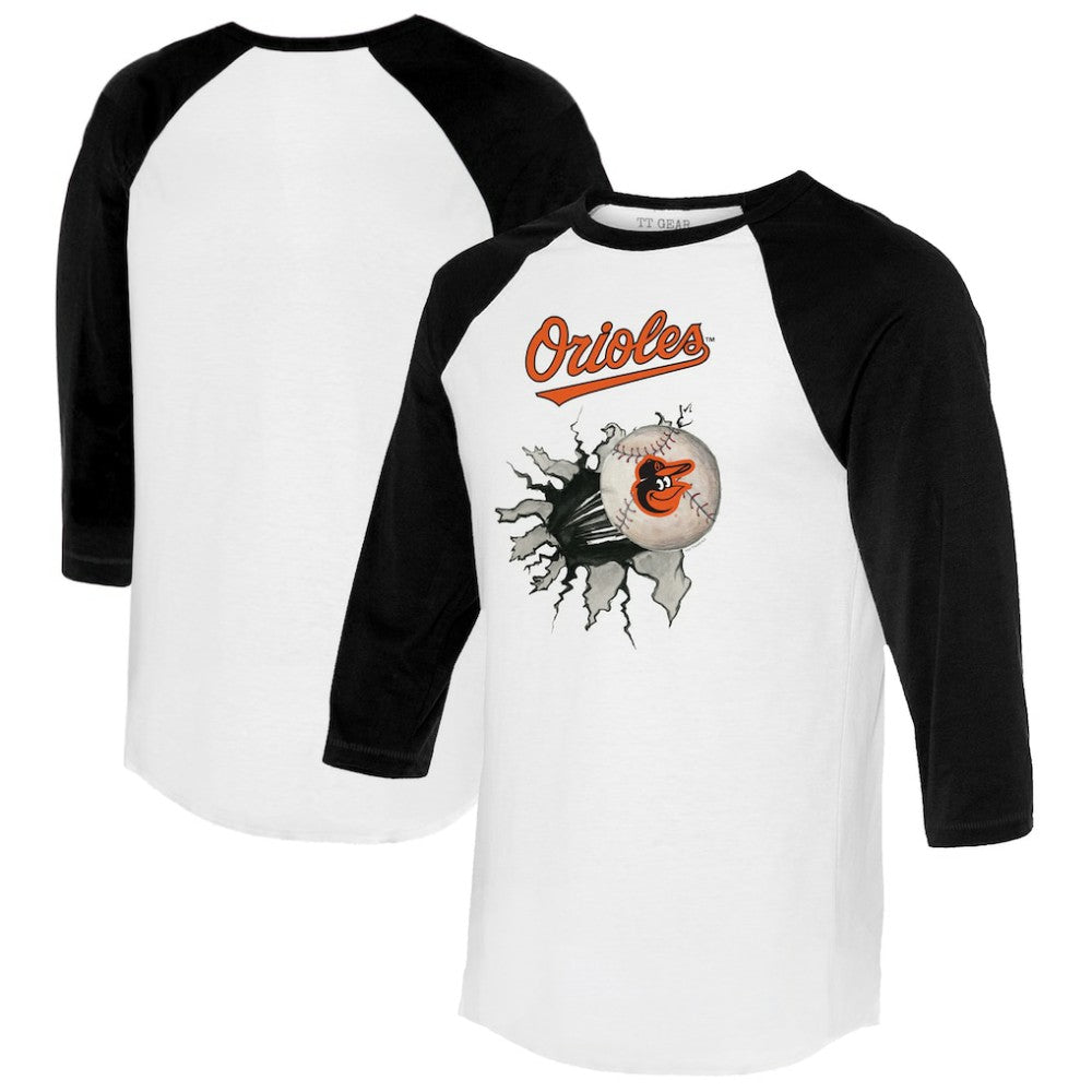 Baltimore Orioles Tiny Turnip Women's Baseball Tear 3/4-Sleeve Raglan T-Shirt for sale