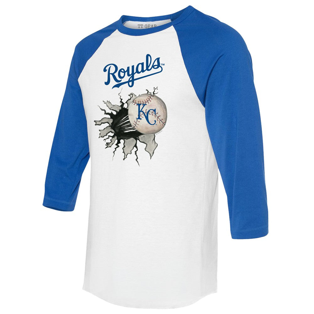 Kansas City Royals Tiny Turnip Women's Baseball Tear 3/4-Sleeve Raglan T-Shirt Sale