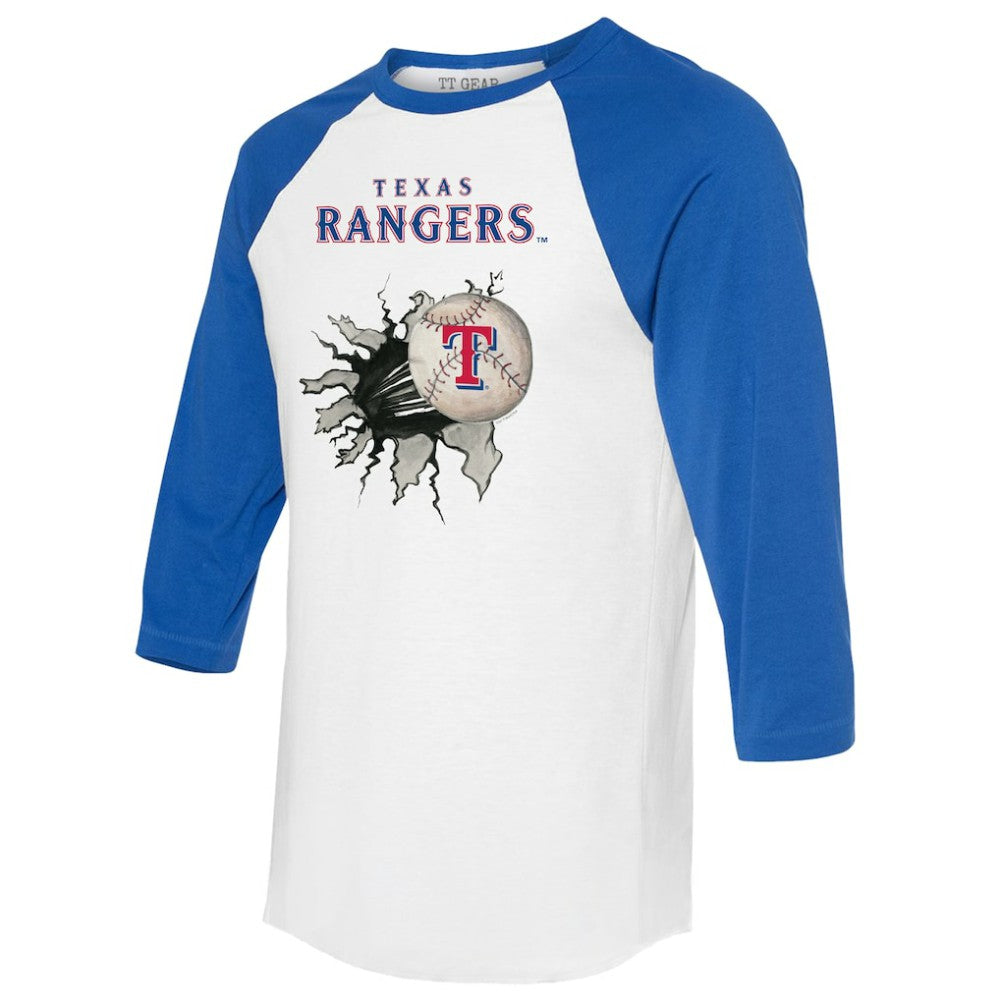 Texas Rangers Tiny Turnip Women's Baseball Tear 3/4-Sleeve Raglan T-Shirt Outlet