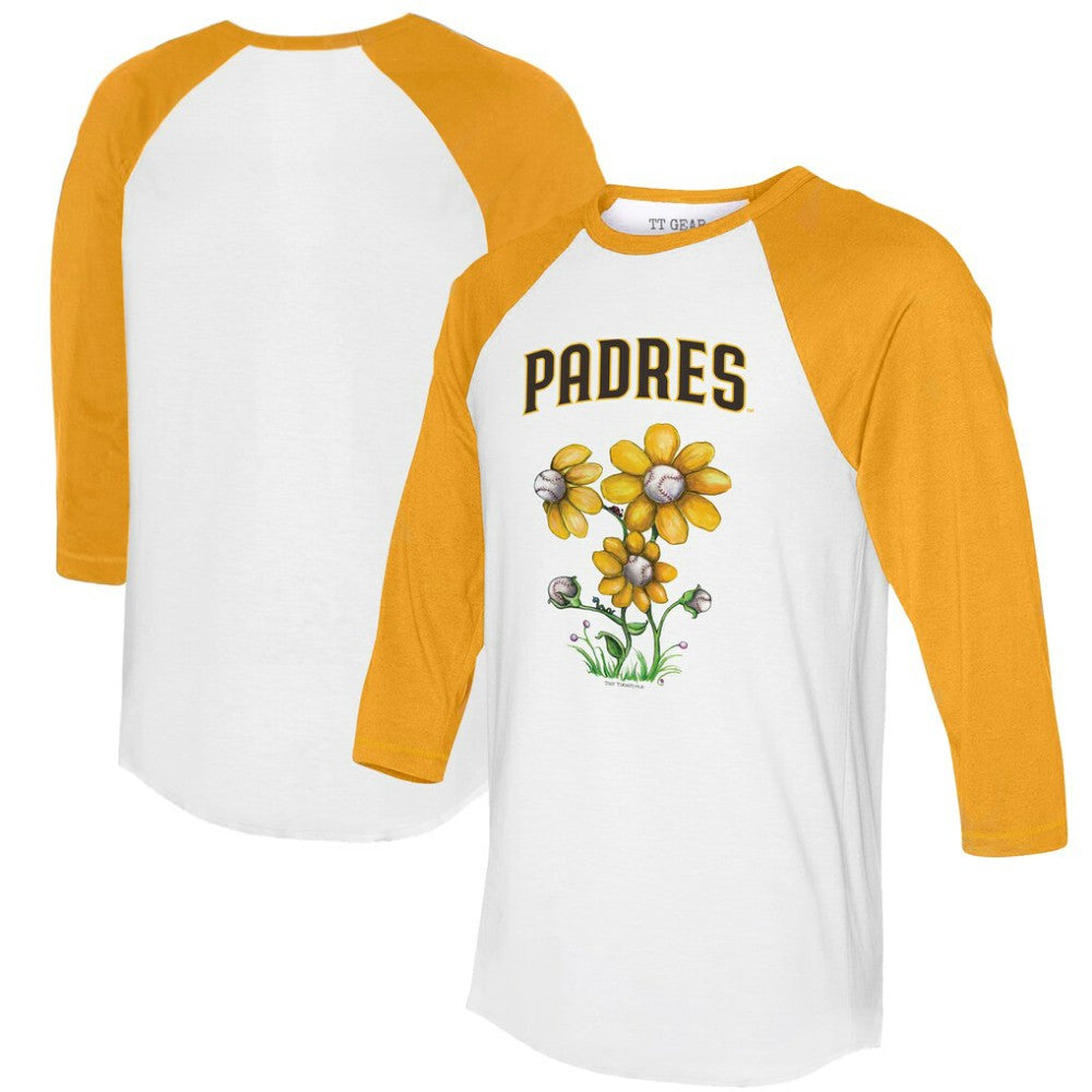 San Diego Padres Tiny Turnip Women's Blooming Baseballs 3/4-Sleeve Raglan T-Shirt Sale