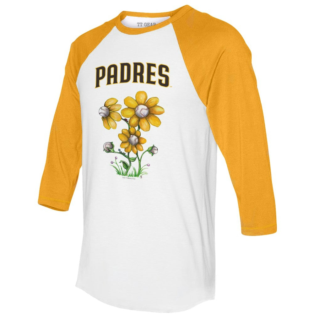 San Diego Padres Tiny Turnip Women's Blooming Baseballs 3/4-Sleeve Raglan T-Shirt Sale