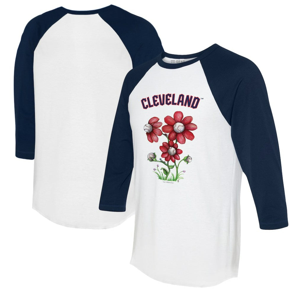 Cleveland Guardians Tiny Turnip Women's Blooming Baseballs 3/4-Sleeve Raglan T-Shirt for sale