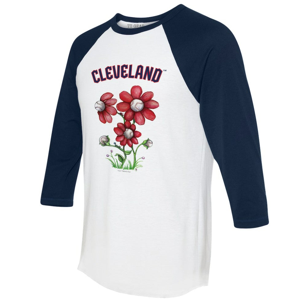 Cleveland Guardians Tiny Turnip Women's Blooming Baseballs 3/4-Sleeve Raglan T-Shirt for sale