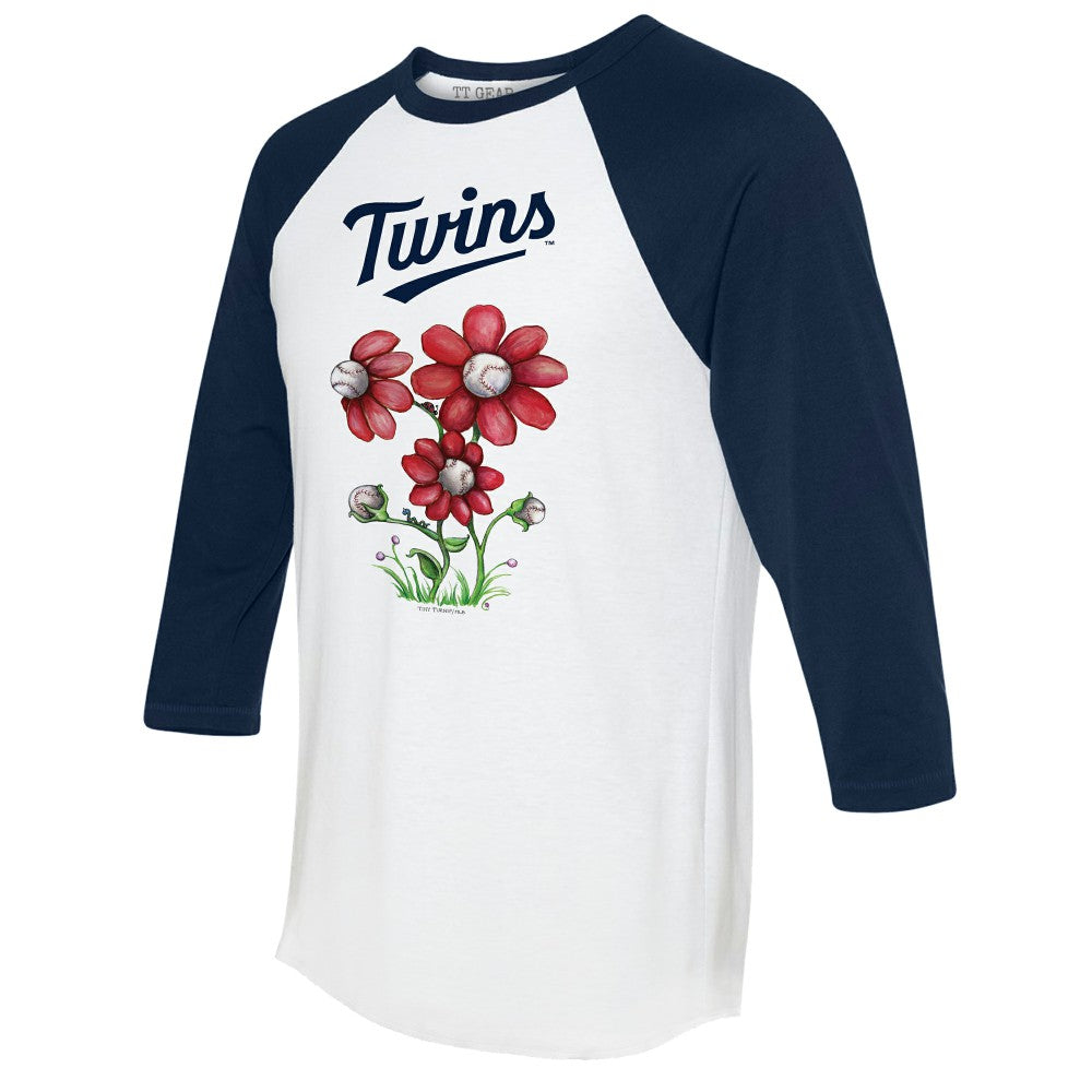 Minnesota Twins Tiny Turnip Women's Blooming Baseballs 3/4-Sleeve Raglan T-Shirt Outlet