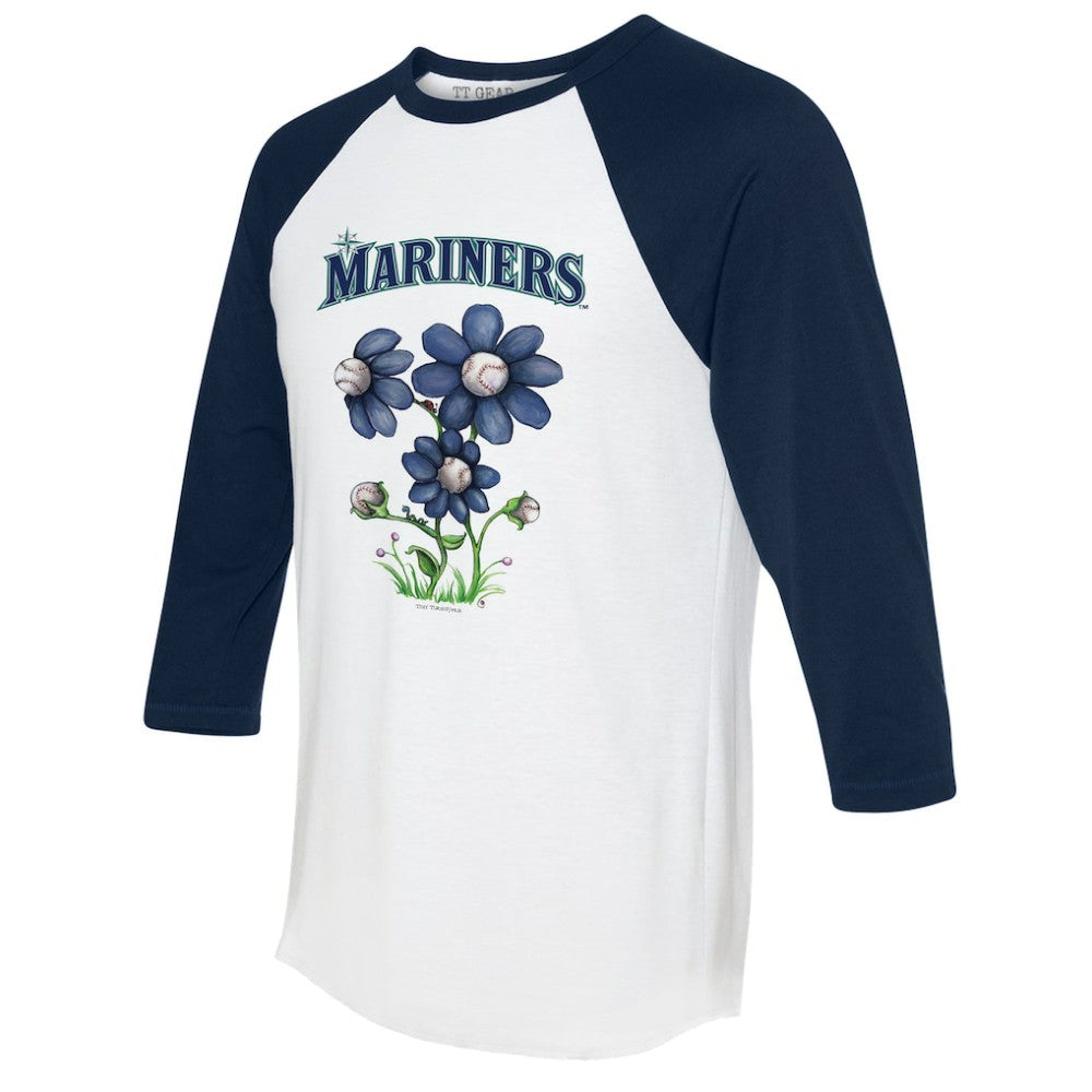 Seattle Mariners Tiny Turnip Women's Blooming Baseballs 3/4-Sleeve Raglan T-Shirt Sale