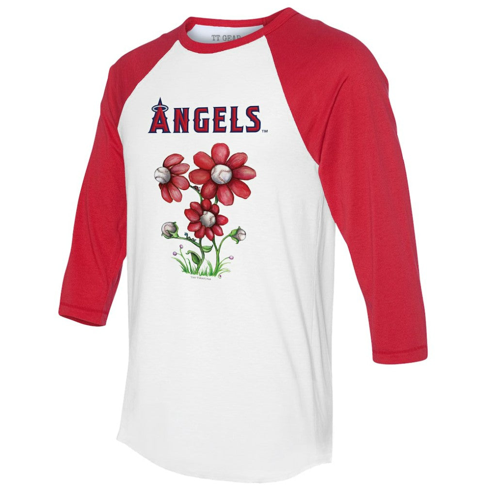 Los Angeles Angels Tiny Turnip Women's Blooming Baseballs 3/4-Sleeve Raglan T-Shirt for sale