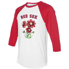 Boston Red Sox Tiny Turnip Women's Blooming Baseballs 3/4-Sleeve Raglan T-Shirt Outlet