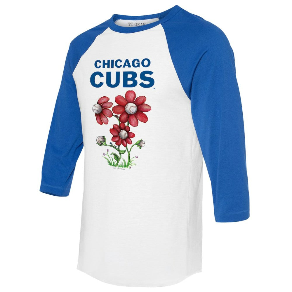 Chicago Cubs Tiny Turnip Women's Blooming Baseballs 3/4-Sleeve Raglan T-Shirt Online