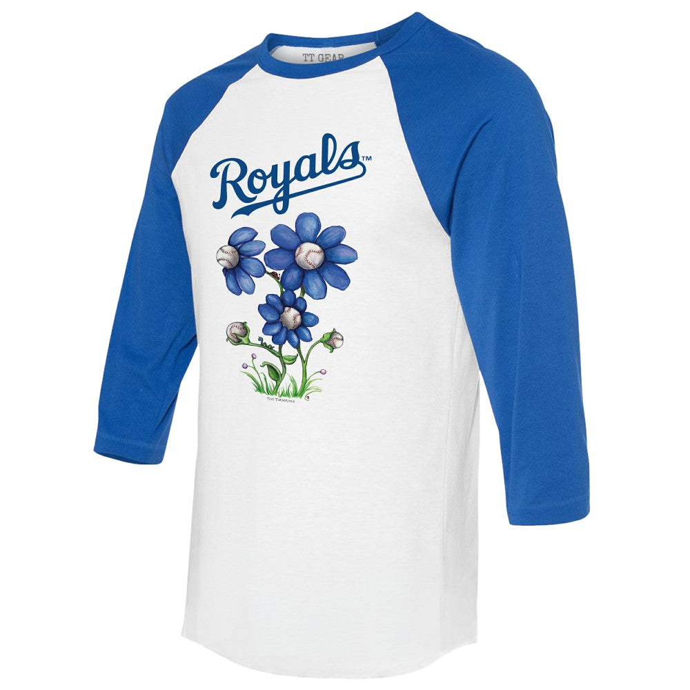 Kansas City Royals Tiny Turnip Women's Blooming Baseballs 3/4-Sleeve Raglan T-Shirt Outlet