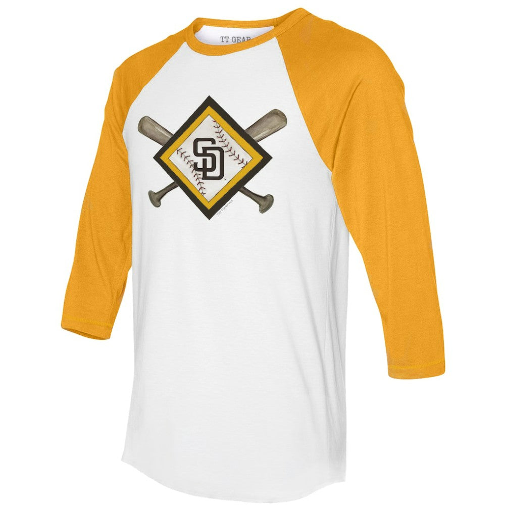 San Diego Padres Tiny Turnip Women's Diamond Cross Bats 3/4-Sleeve Raglan T-Shirt Discount
