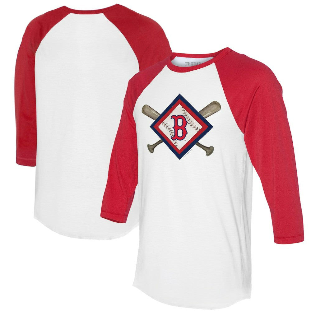 Boston Red Sox Tiny Turnip Women's Diamond Cross Bats 3/4-Sleeve Raglan T-Shirt Sale