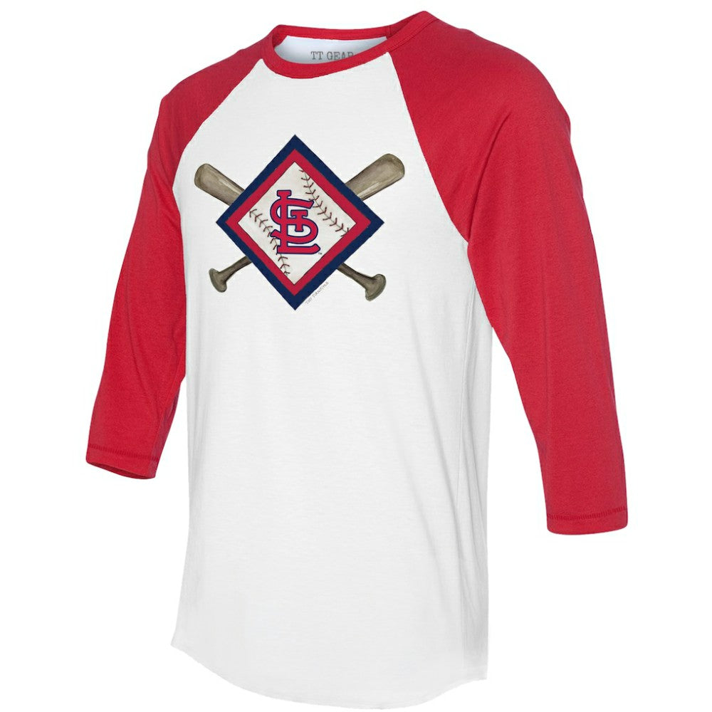 St. Louis Cardinals Tiny Turnip Women's Diamond Cross Bats 3/4-Sleeve Raglan T-Shirt for sale