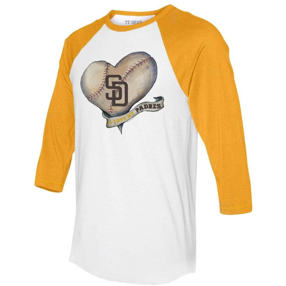 San Diego Padres Tiny Turnip Women's Heart Banner 3/4-Sleeve Raglan T-Shirt Discount