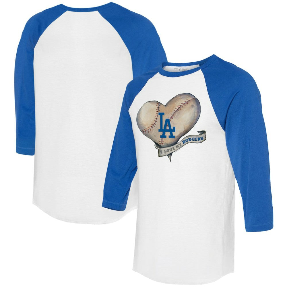 Los Angeles Dodgers Tiny Turnip Women's Heart Banner 3/4-Sleeve Raglan T-Shirt Online