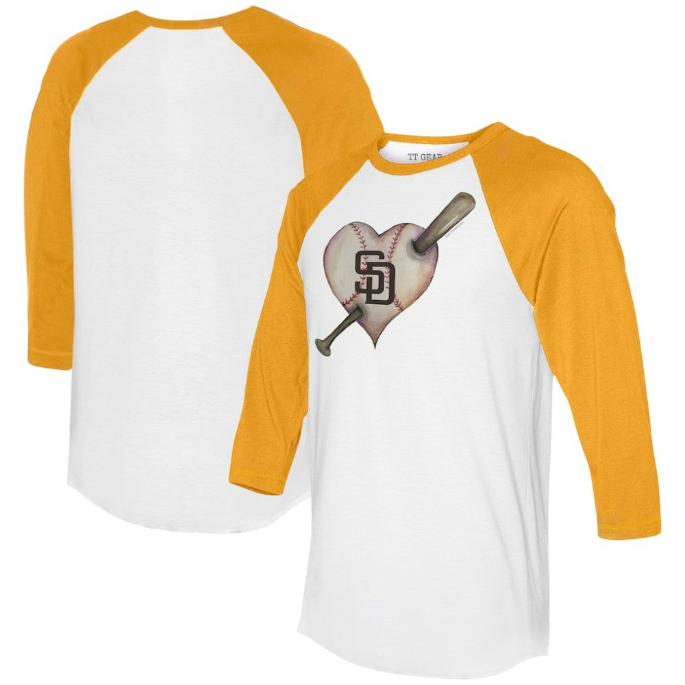 San Diego Padres Tiny Turnip Women's Heart Bat 3/4-Sleeve Raglan T-Shirt Outlet