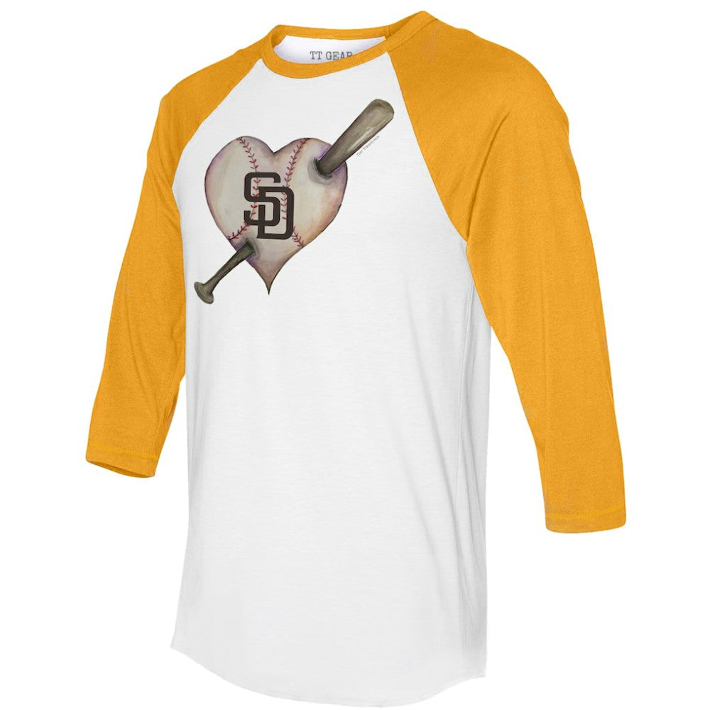 San Diego Padres Tiny Turnip Women's Heart Bat 3/4-Sleeve Raglan T-Shirt Outlet