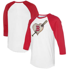 Boston Red Sox Tiny Turnip Women's Heart Bat 3/4-Sleeve Raglan T-Shirt Outlet