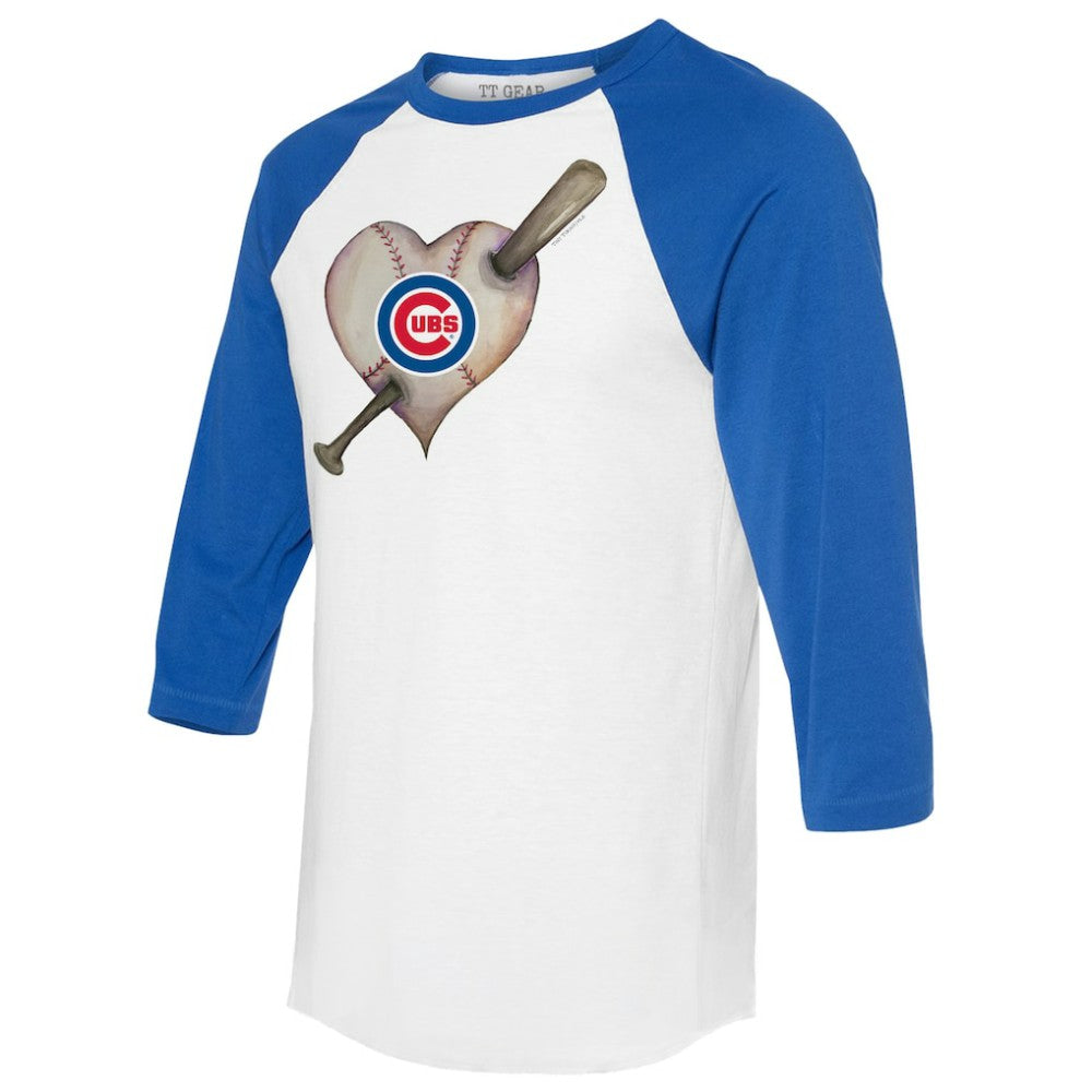 Chicago Cubs Tiny Turnip Women's Heart Bat 3/4-Sleeve Raglan T-Shirt Online