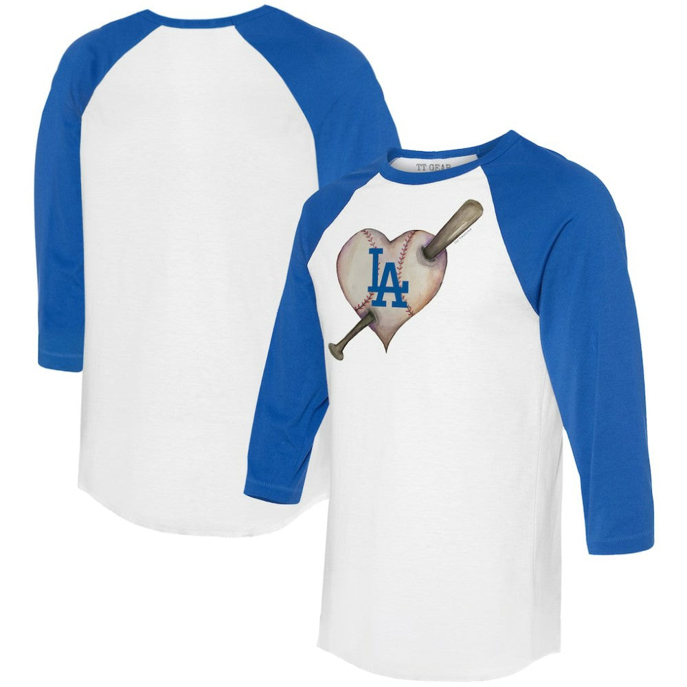 Los Angeles Dodgers Tiny Turnip Women's Heart Bat 3/4-Sleeve Raglan T-Shirt Online