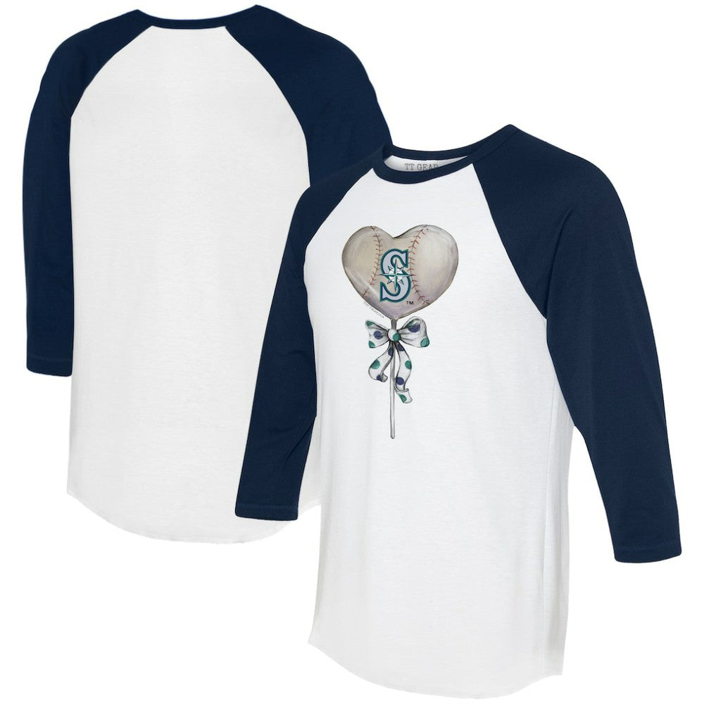 Seattle Mariners Tiny Turnip Women's Heart Lolly 3/4-Sleeve Raglan T-Shirt Online