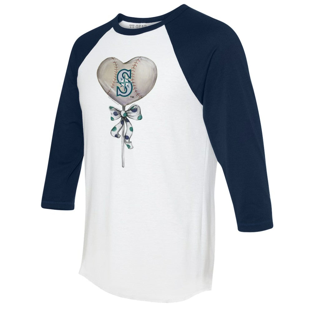 Seattle Mariners Tiny Turnip Women's Heart Lolly 3/4-Sleeve Raglan T-Shirt Online