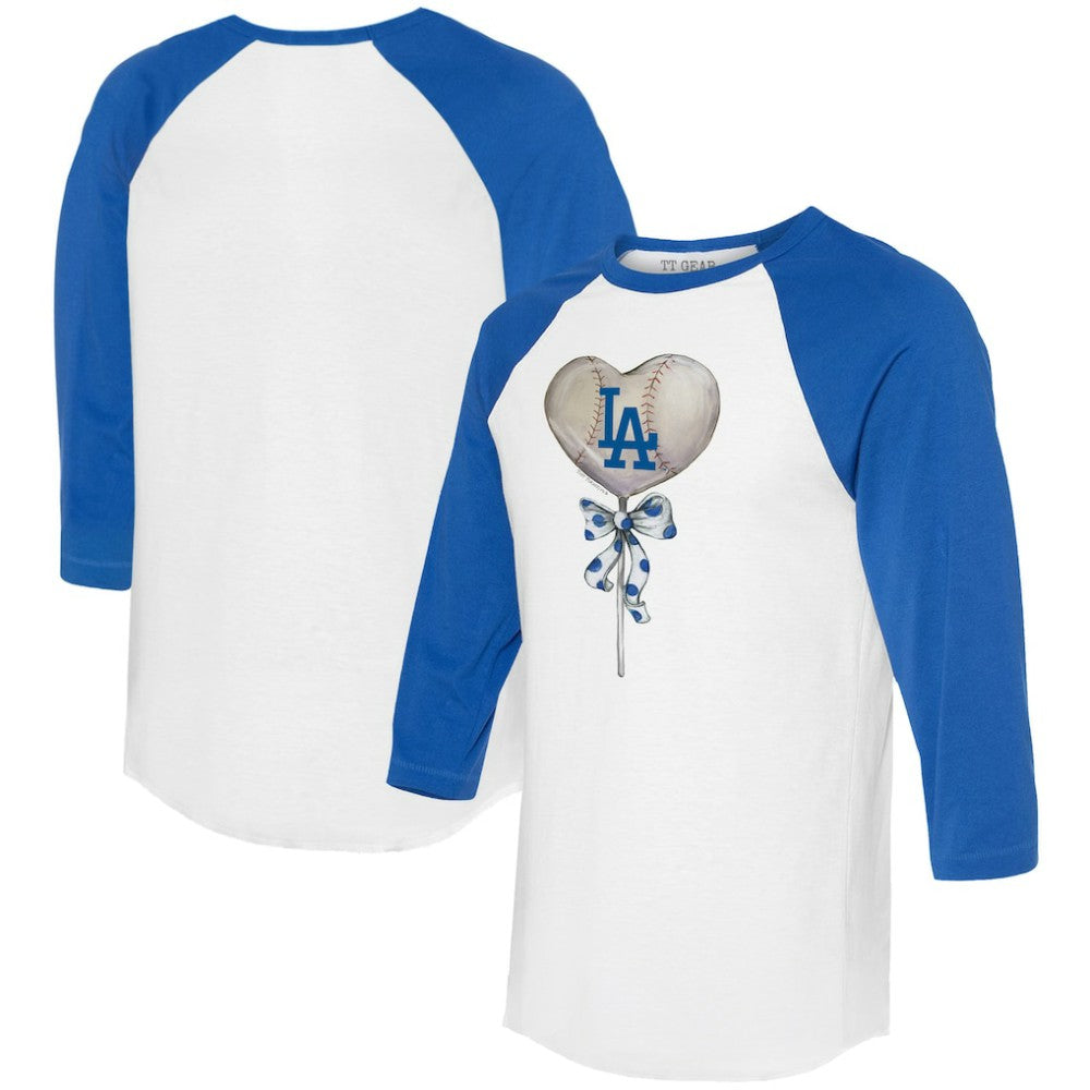 Los Angeles Dodgers Tiny Turnip Women's Heart Lolly 3/4-Sleeve Raglan T-Shirt for sale