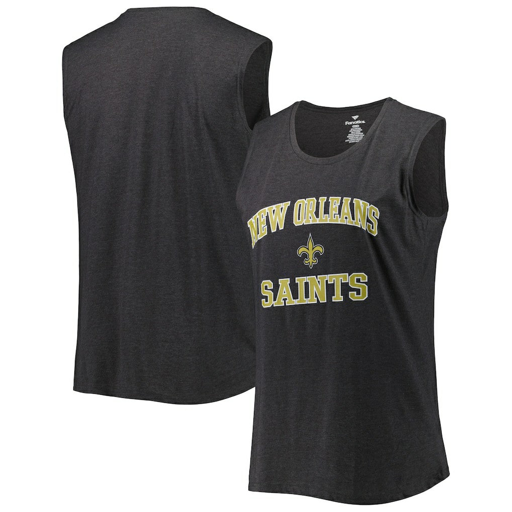 New Orleans Saints Women's Plus Size Tank Top - Heather Charcoal - Fanatics
