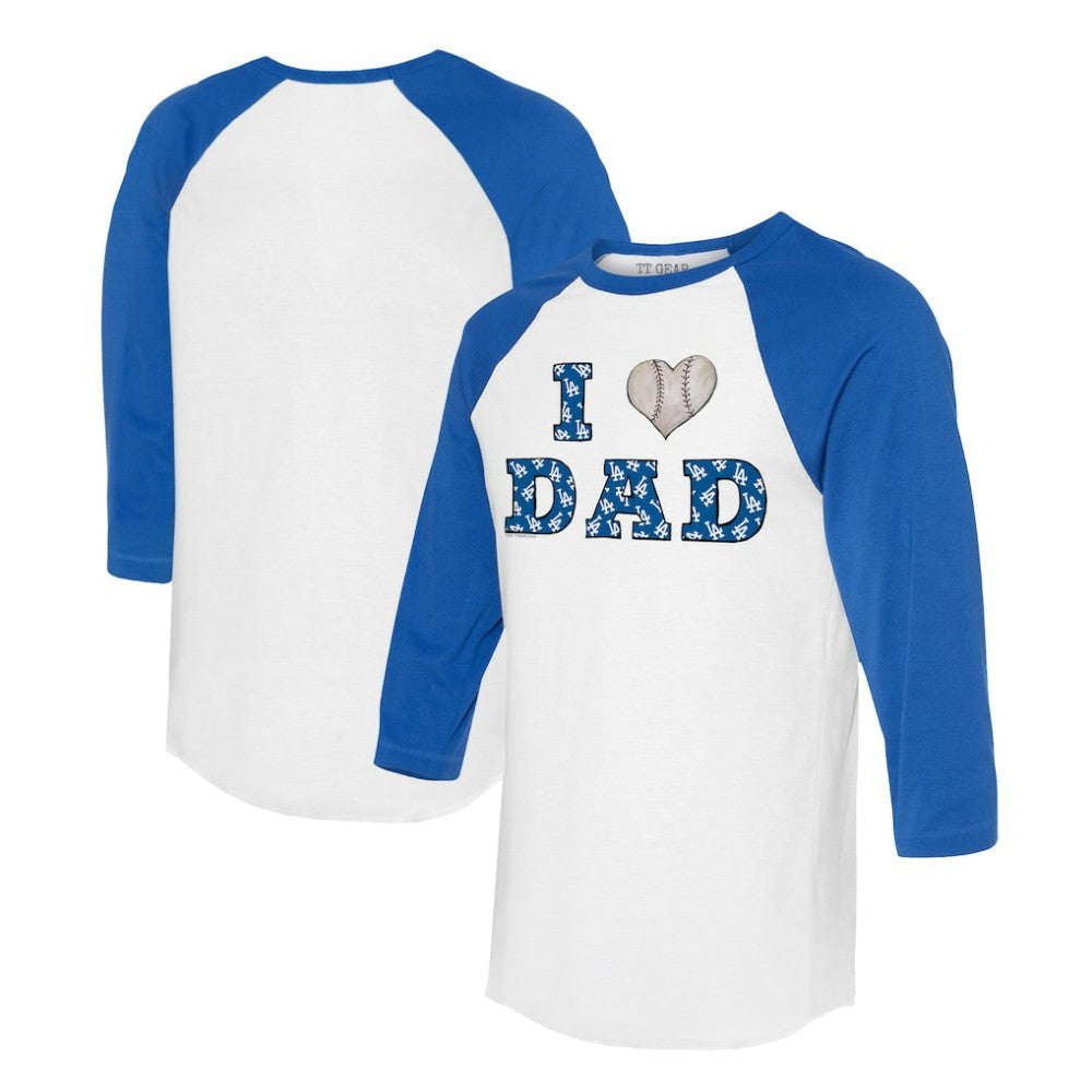 Los Angeles Dodgers Tiny Turnip Women's I Love Dad 3/4-Sleeve Raglan T-Shirt Online