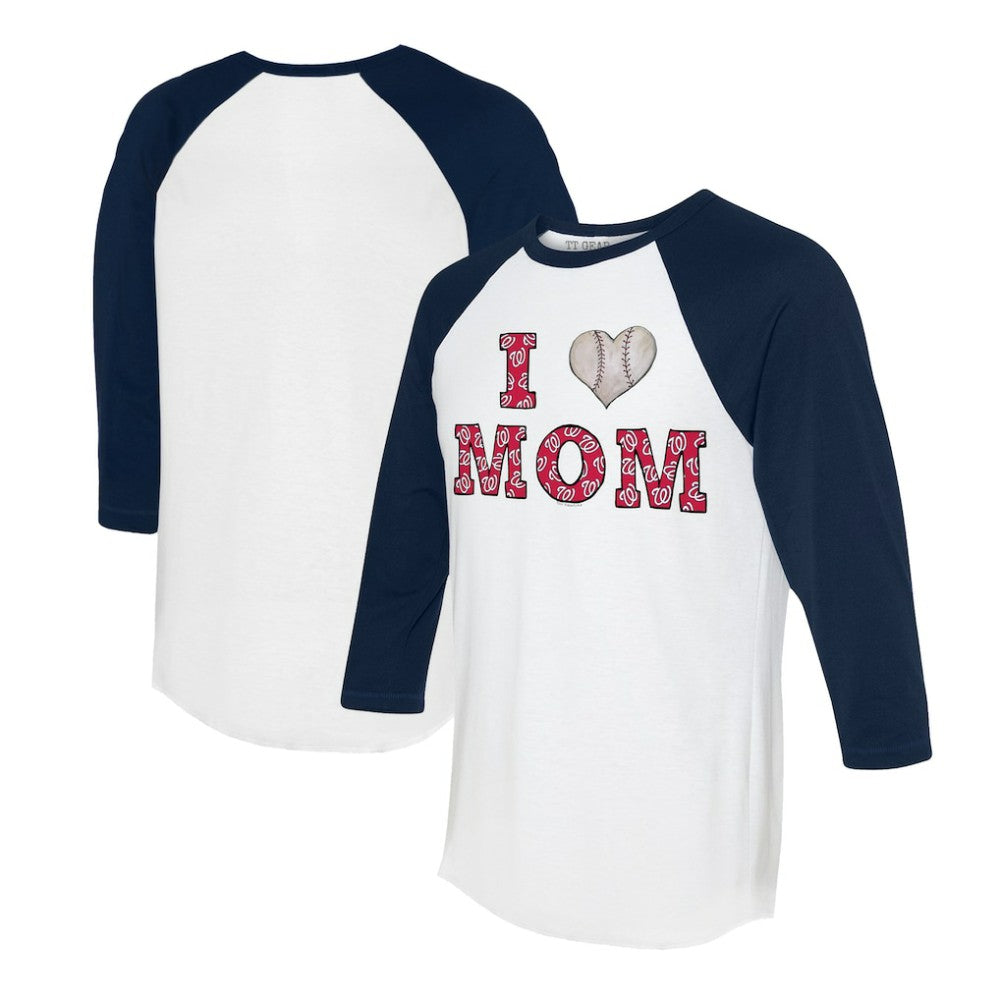 Washington Nationals Tiny Turnip Women's I Love Mom 3/4-Sleeve Raglan T-Shirt Discount